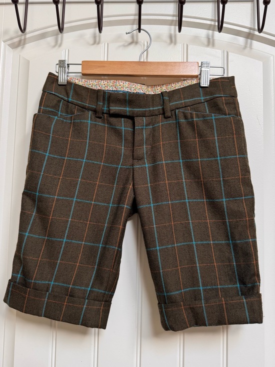 Abercrombie & Fitch Pants - Y2K Abercrombie & Fitch Indie Ska Brown & Blue Plaid Wool Tailored Shorts Size 0